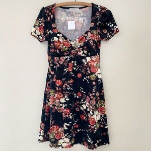 Urban Outfitters Floral Print Velvet Babydoll Dress
